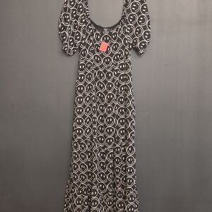 Dressed in LALA Black Maxi Dress with Smiley Faces